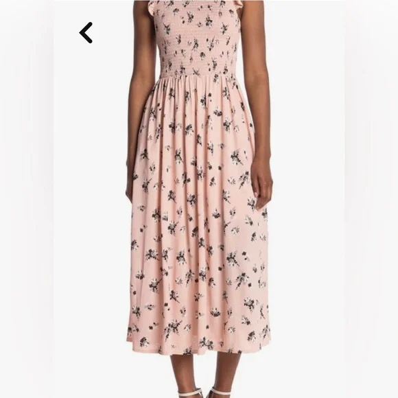 NWT Melloday Pink Floral Smocked Maxi Midi Dress - Picture 4 of 14